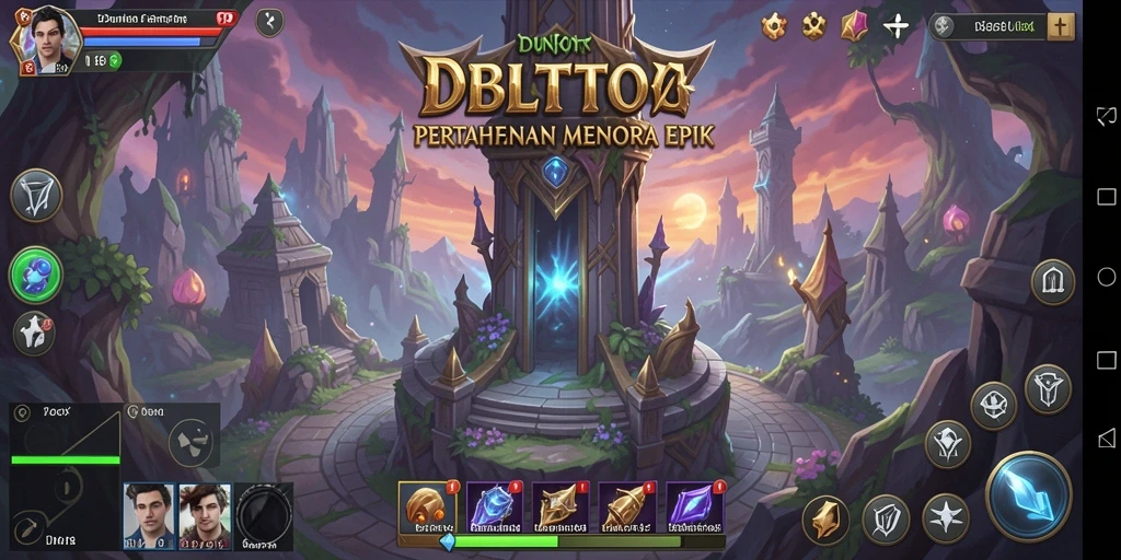 Gameplay DBLTOTO yang mendebarkan dengan menara dan musuh yang beragam.