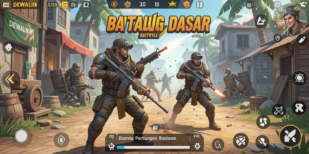 Screenshot DEWALIN menampilkan aksi intens dalam pertempuran Battle Royale.