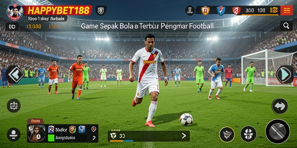 Tampilan gameplay seru dari HAPPYBET188 saat pertandingan sepak bola berlangsung.