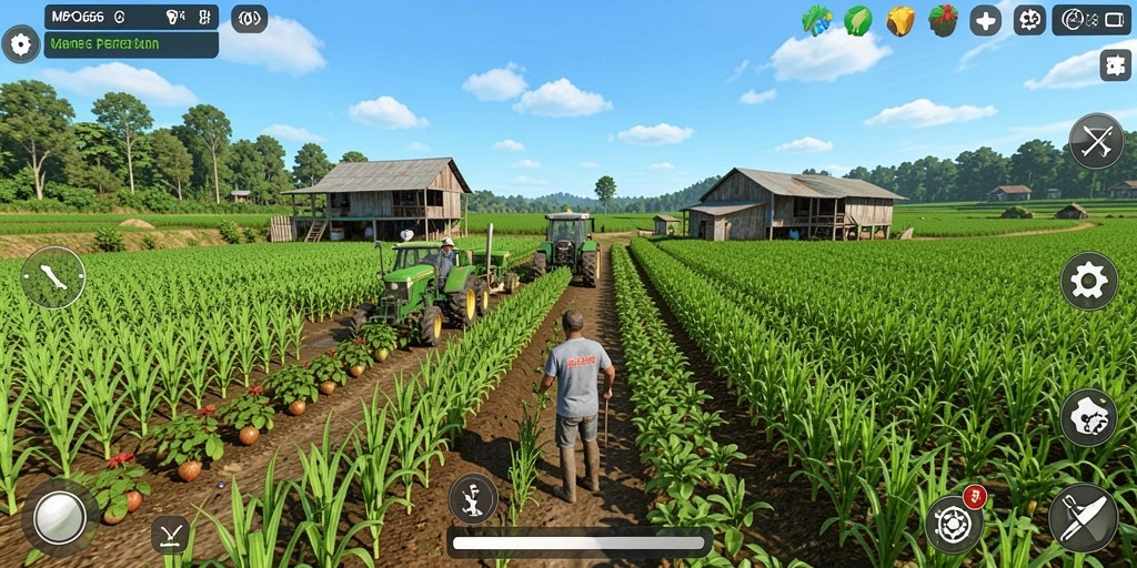 Screenshot gameplay MPO666 menunjukkan aktivitas bertani yang seru.