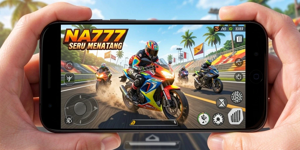 Tampilan gameplay menarik di NA777 dengan motor balap yang menawan.