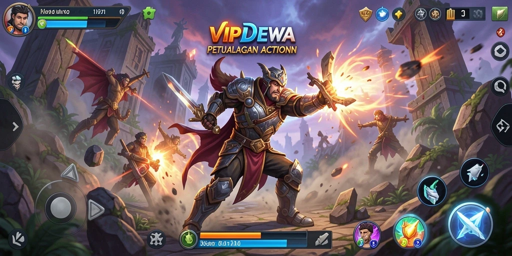 Tampilan dinamis gameplay VIPDEWA dalam aksi penuh adrenalin.